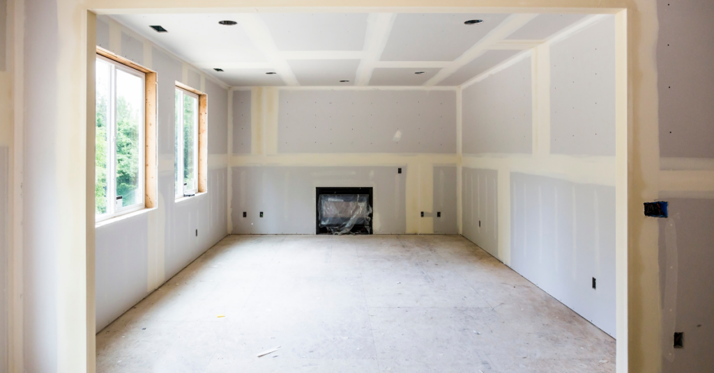 large drywall project in family room