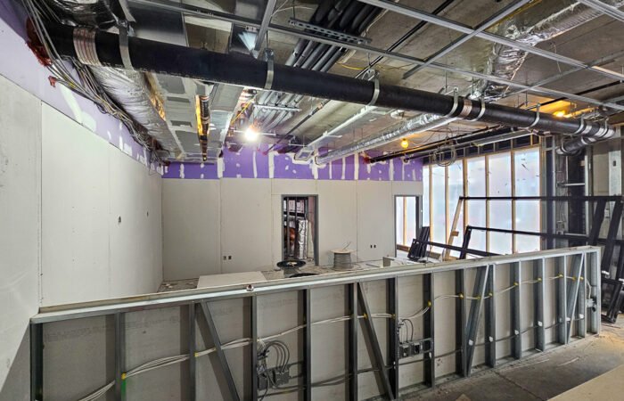Drywall installation at Allied Harbor Point