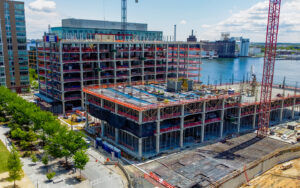 Scaffolding on exterior of building