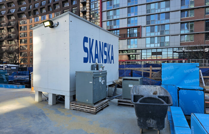 View of generator and trash at renovation site