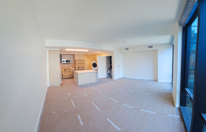 Kitchen interior with drywall project completed
