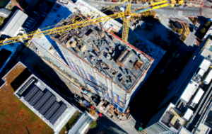 aerial view of a commercial construction project