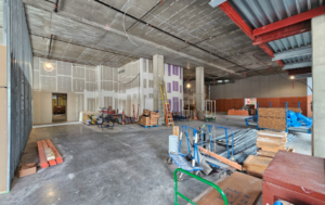interior of a large commercial building under construction