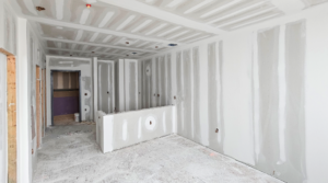 empty office space with drywall being installed 