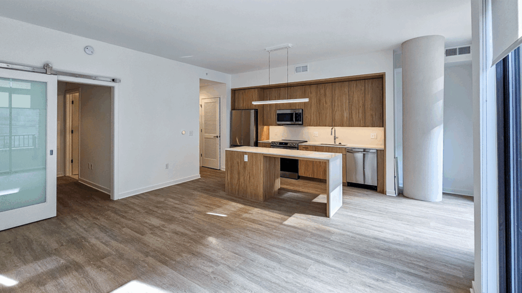Finished apartment interior featuring smooth drywall