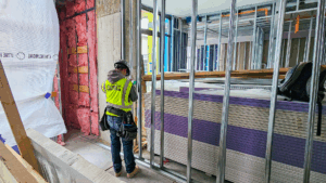 Robey Drywall contractor focused on a framing and drywall project