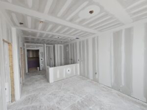 Smooth, finished commercial drywall installation by Robey Drywall.